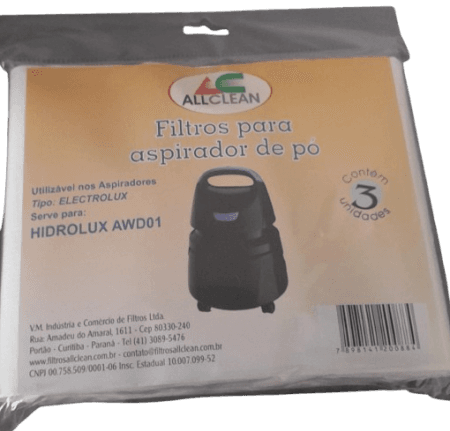 Sacos Descartáveis Electrolux Hidrolux AWD01 - Kit com 3 Unidades