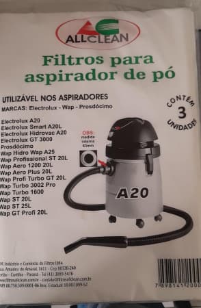 Sacos Descartáveis Electrolux, WAP e Prosdocimo A20 - Kit com 3 Unidades